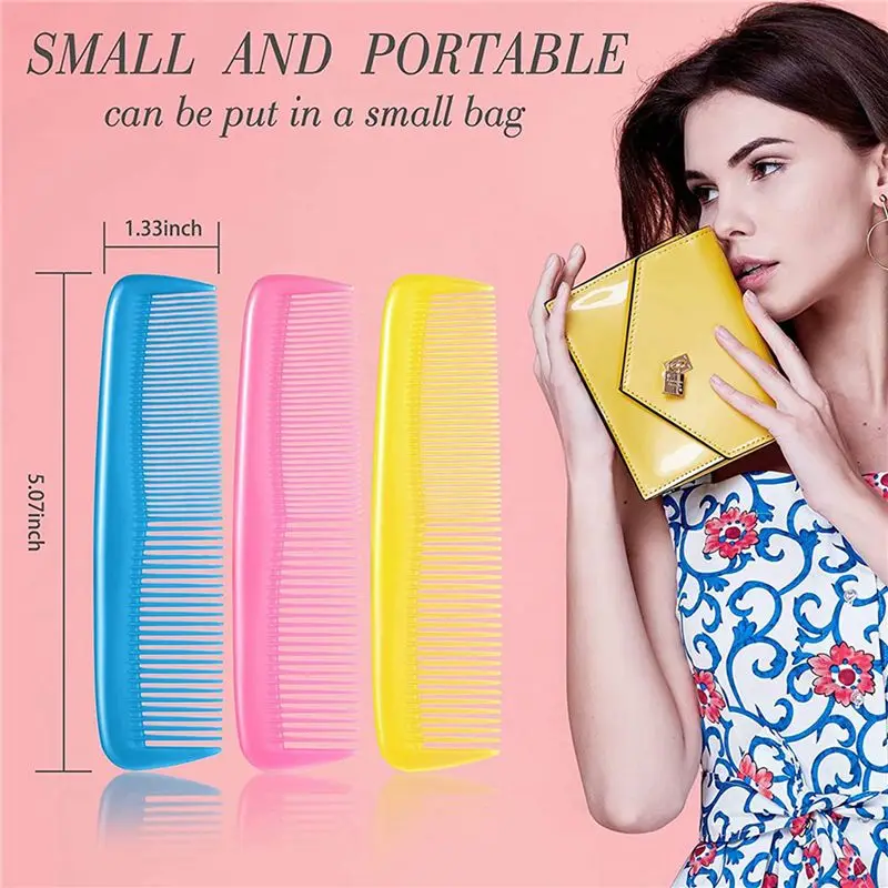 36 Pieces Colorful Hair Combs Set For Kids Women Men Colorful Plastic Fine Dressing Comb (Pink, Yellow, Blue)-A77G