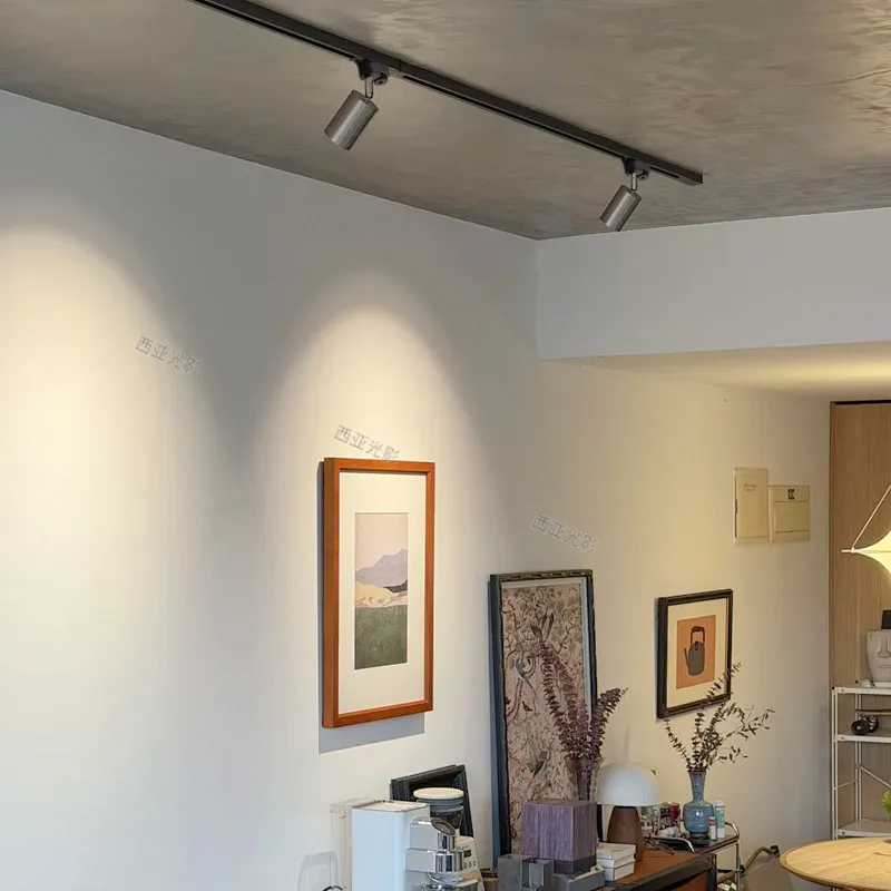 Led Track Light Replaceable GU10 MR16 Bulb Rail Ceiling Lamp Bauhaus Style Nickel Color Spotlights 110V 220V Lighting Fixture