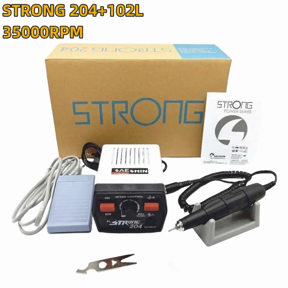 65W Electric Nail Drill STRONG 204 Lab Manicure 102L Polishing Jewelry Handle Plaster Milling Cutter Grinding Nail Equipment