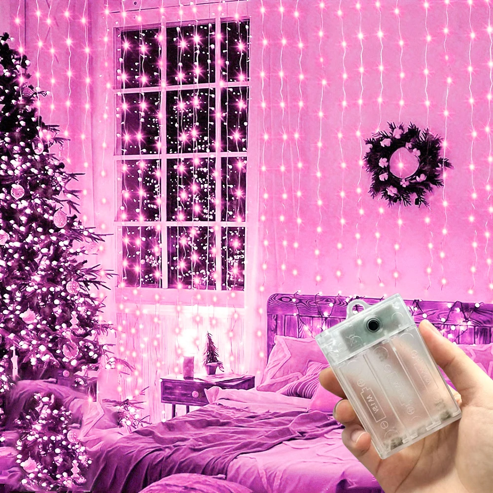 3/6M LED Curtain String Light Decor Battery Power 2026 Ramadan Decoration for Eid Mubarak Wedding Valentine's Day Gift