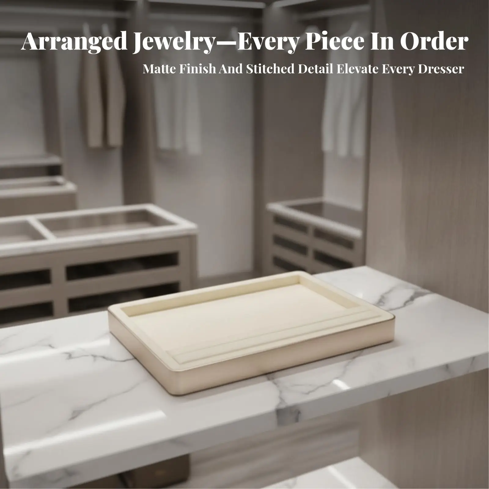 Jewelry Display Tray Suede-Lined Jewelry Organizer Tray Slim Rectangular for Jewelers, Showcase, Countertop