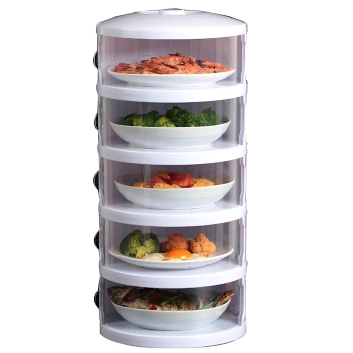 Food Heat Shield, Transparent Stackable Dustproof, Leftovers Food Storage Container Kitchen Organization