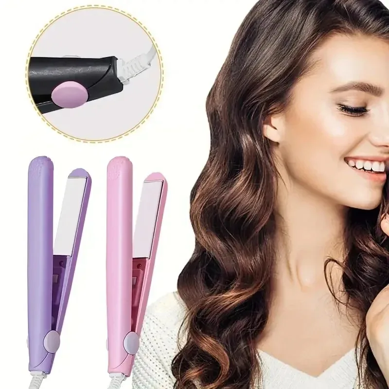 Mini Fast Heating Hair Straightener Colorful Plywood Bang Clip Dual-use for Curly and Straight Hair Portable Curling Iron