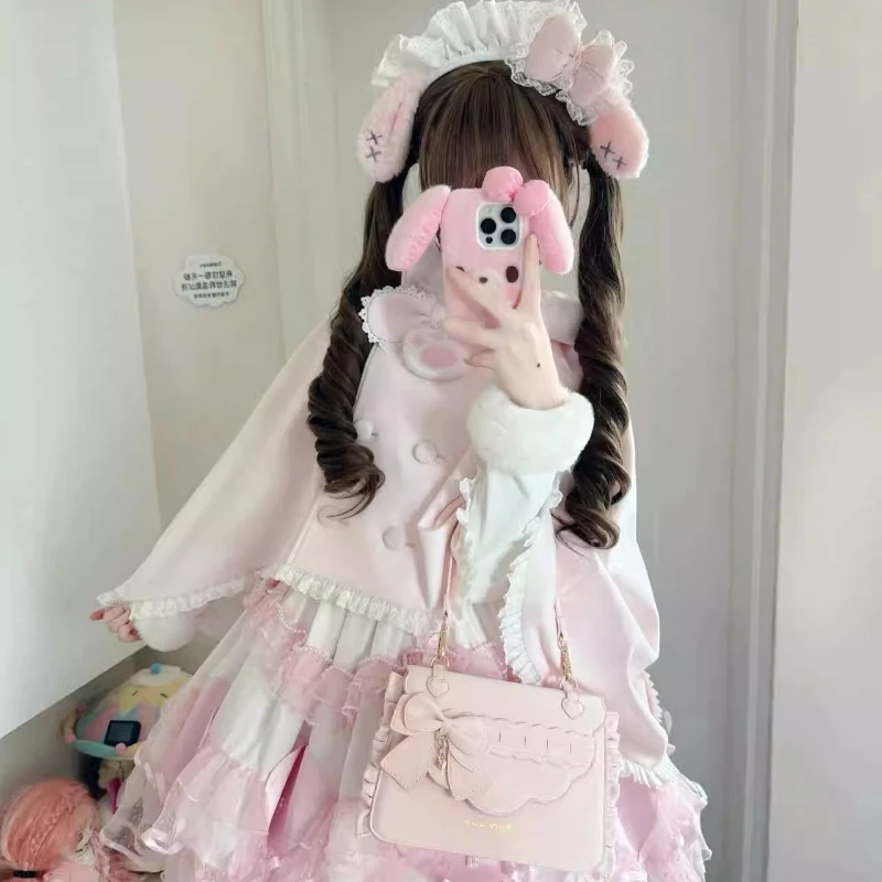Japanese Original Sweet and Cute Daily Commute Shoulder Messenger Bag Ladies Classic Elegant Bow Lolita Women's Handbag Women