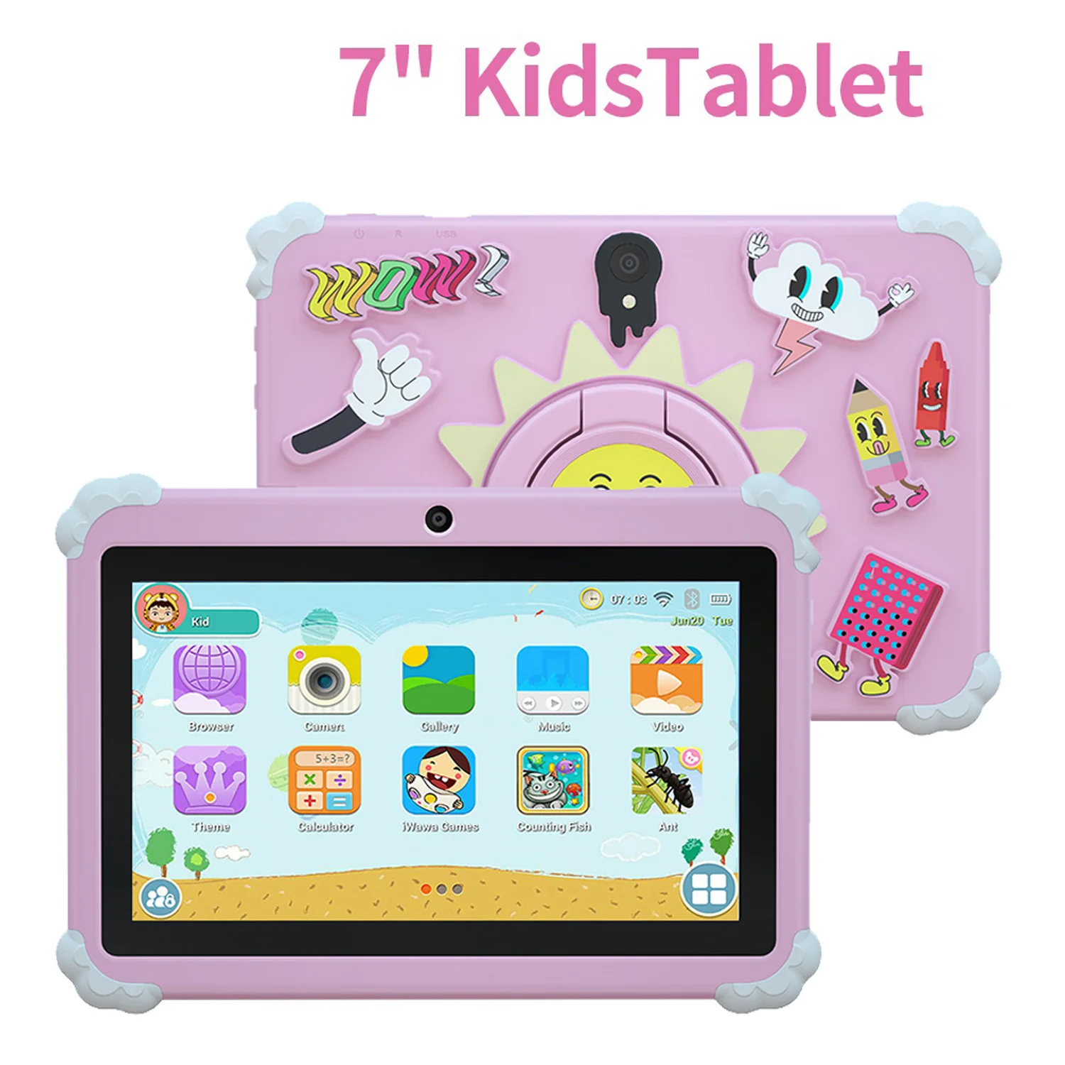 2025 New 7 Inch Cartoon Pattern Kids' Tablet Quad Core 4GB+64GB ROM Android 13 Learning Education Games Tablets Children's Gifts