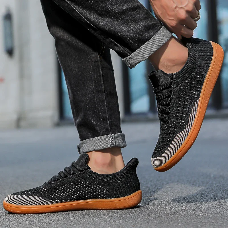 Wide Shoes Men Barefoot Wide Toe Soft Soled Outdoor Jogging Lace Up Casual Sneaker Breathable Running Shoes Tenis sneakers