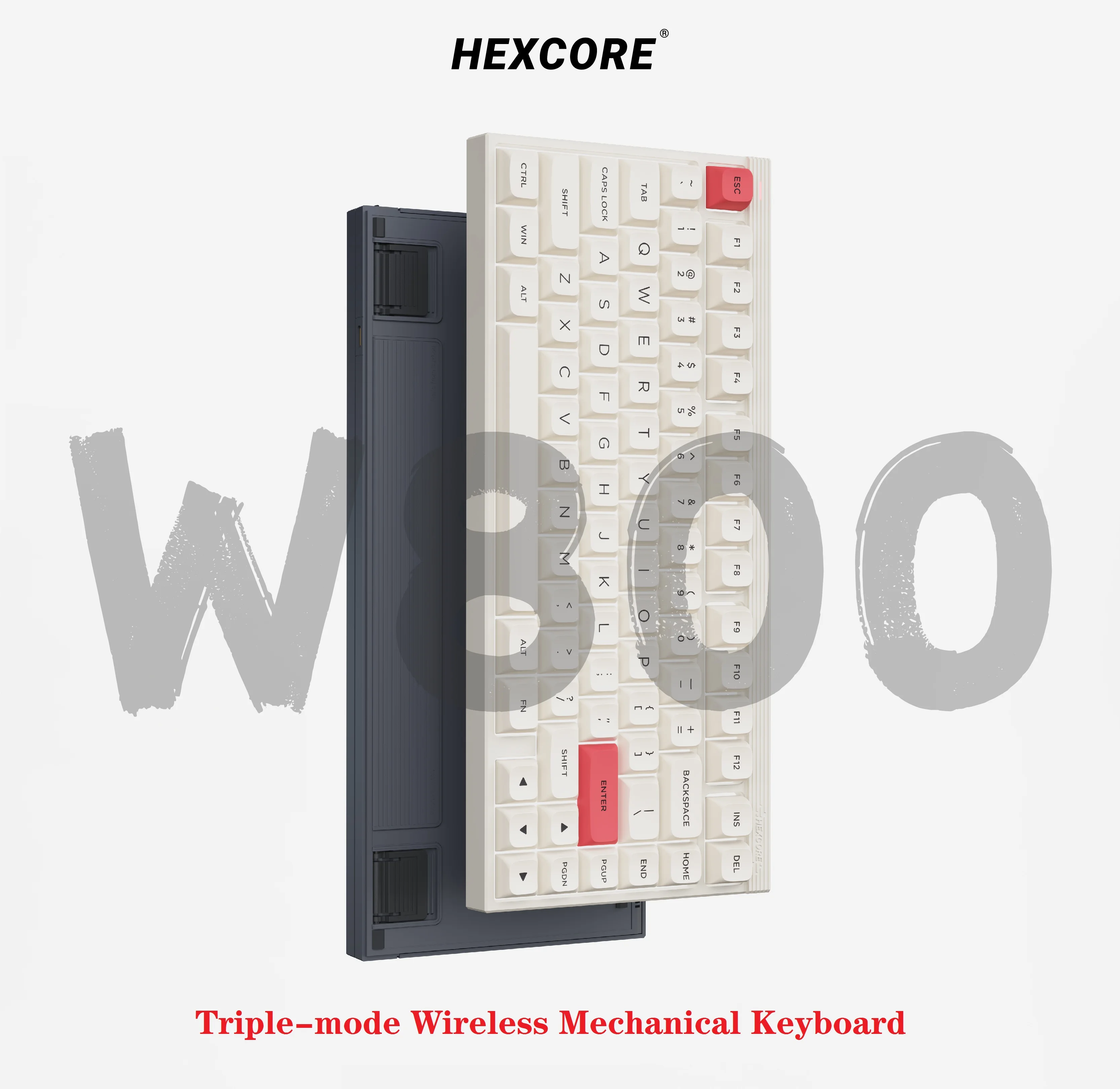 HEXCORE W800 Bluetooth 5.3 RGB Triple-Mode Hot-Swappable Wireless Custom Mechanical Backlit Keyboard Gateron Red Brown Switch