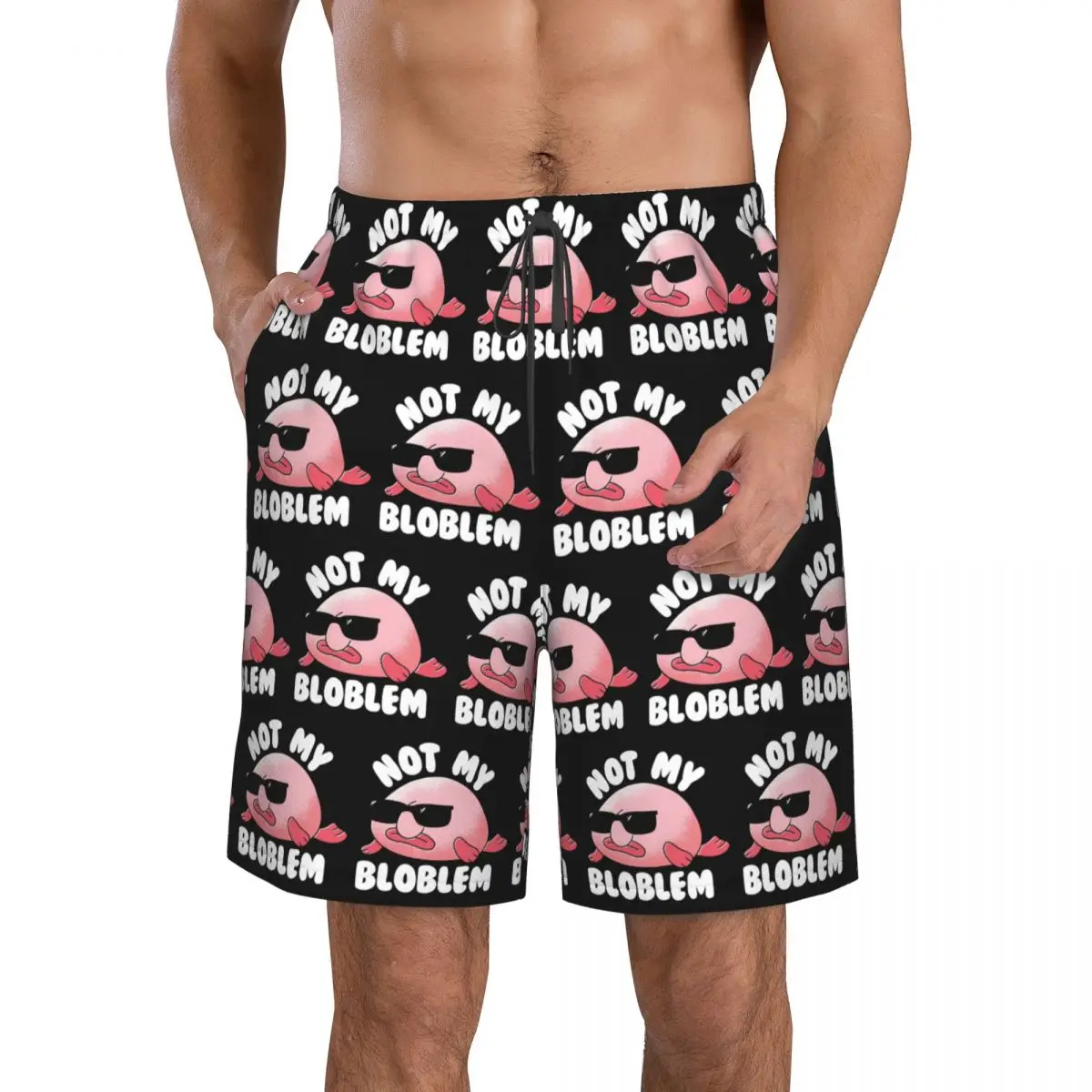 Blobfish Not My Bloblem Not My Problem Trunks Beach Board Shorts Casual Quick Dry Swimming Summer Men Pants