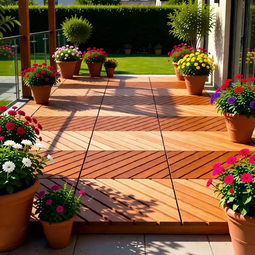 Solid wood balcony floor Orange wood floor Solid wood outdoor splicing Terrace courtyard Garden Indoor preservative non-plastic