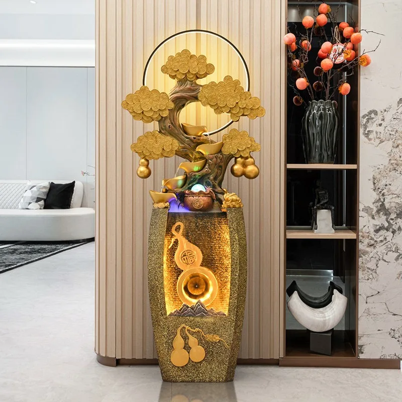 Fortune Tree Landscape Feng Shui Wheel Lucky Flow Circulating Water Ornament Shop Housewarming Opening Gift Ornament