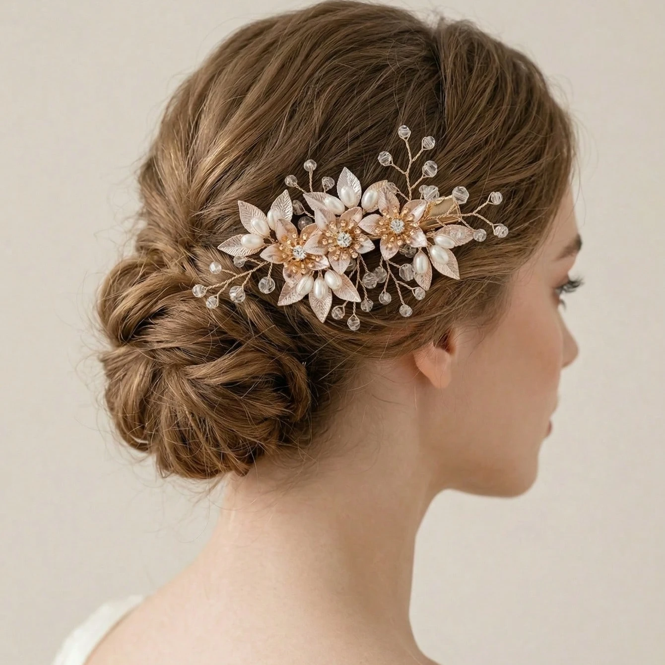 Rhinestone Flower Crystal Leaf Gift Handmade Fashion Hair Clip Hairpin Bridal Wedding Hair Accessories Jewelry Hair Clip Hairpin