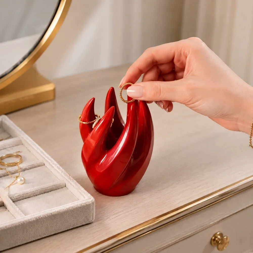 Space-Saving Finger Shape Ring Storage Rack Versatile Simple Jewelry Towers Display Stand Desktop Organizer