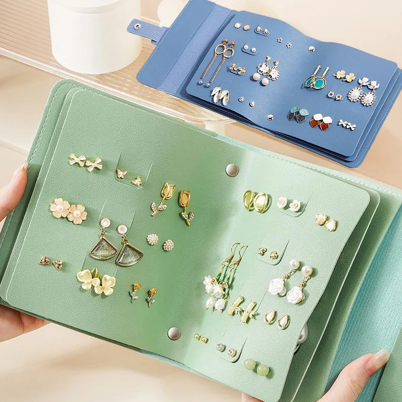 1pc Pu Leather Earrings Storage Book-Portable Travel Waterproof Jewelry Box With Safety Buckle, Suitable For Earrings, Earrings