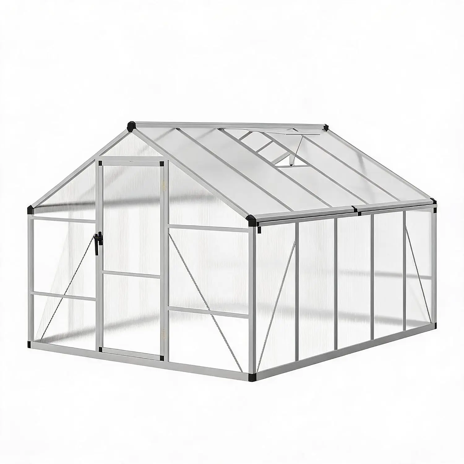 Walk-in Polycarbonate Greenhouse Aluminum Frame Vent Lockable Door UV Protected All-Weather Garden Patio 8x10, Customized