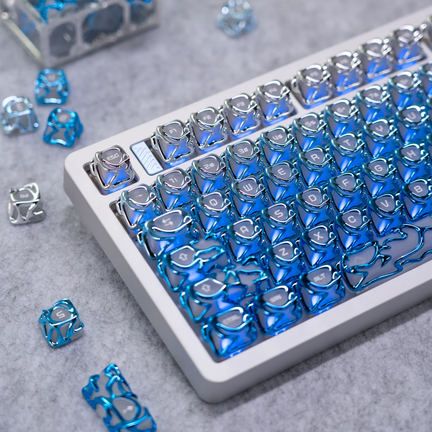 XVX Blue Venom Keycap Set ABS+PC Pink Gradient Costom Key Cap DIY Keyboard Keys 61/120-key
