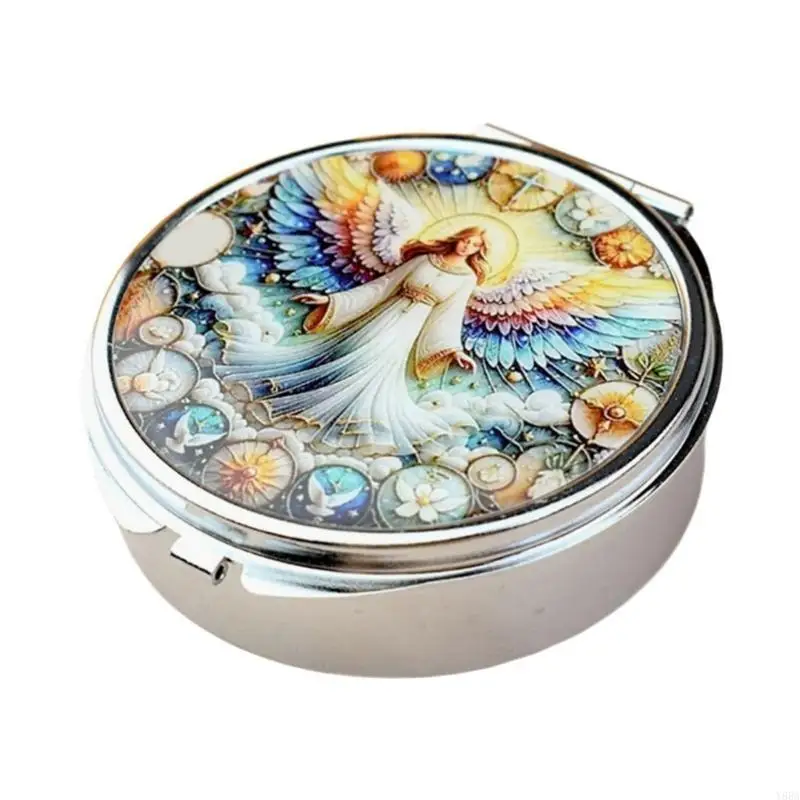 Y88A Compact Alloy Jewelry Case Integrated Mirror and Secure Pills Storage Box