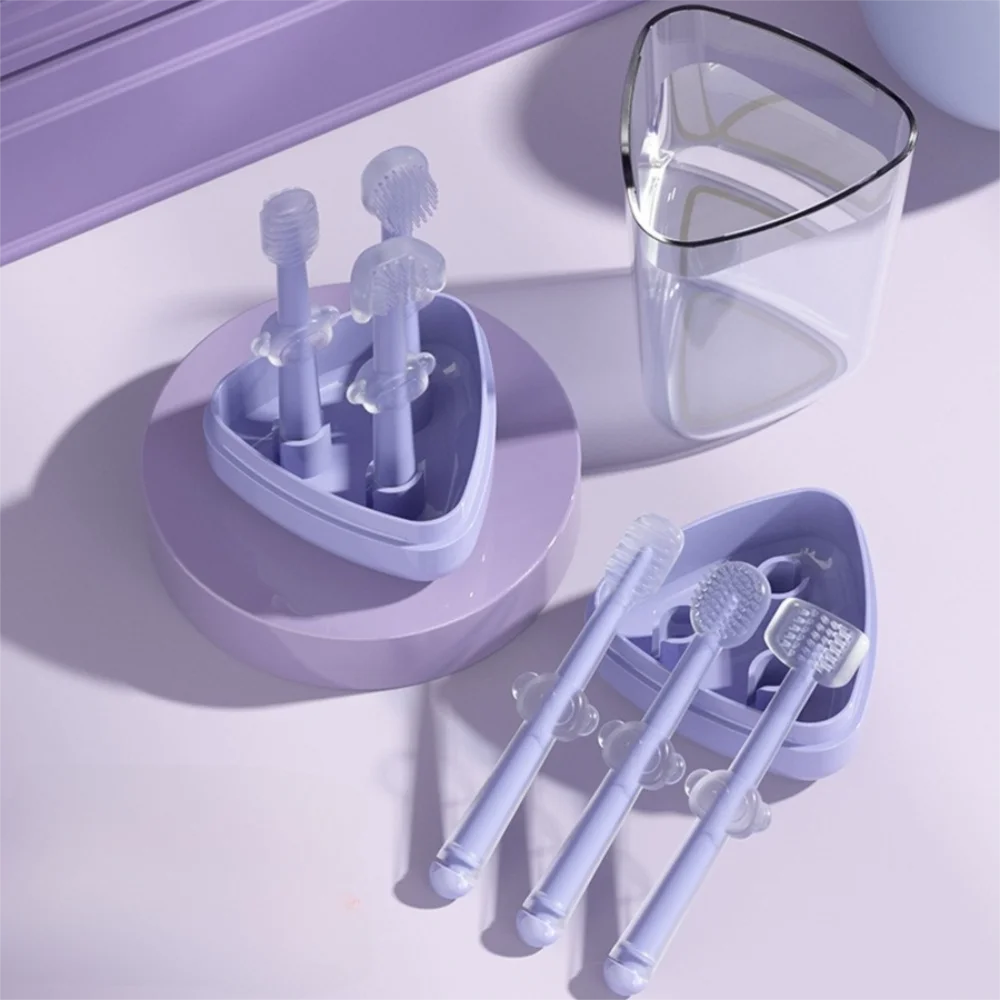 Portable Soft Silicone Baby Toothbrush Safe Easy Clean Infant Toddler Oral Care Care Set Baby Oral Cleaner Travel Use