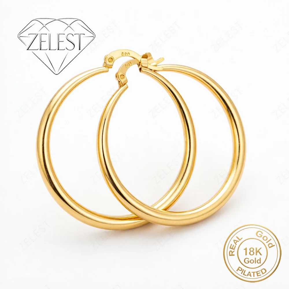 18K Gold-Plated 40mm Exquisite Polished Oval Earrings  Stylish Wedding Jewelry and Gift Accessory for Women