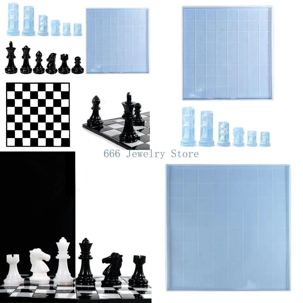F2TD Resin Chess Pieces Mold Set Silicone Chess Molds Set Epoxy Resin Casting Mould
