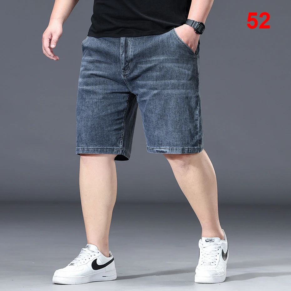 Plus Szie 52 Denim Shorts Men Summer Jeans Shorts Fashion Casual Solid Color Baggy Shorts Male Short Pants Big Size