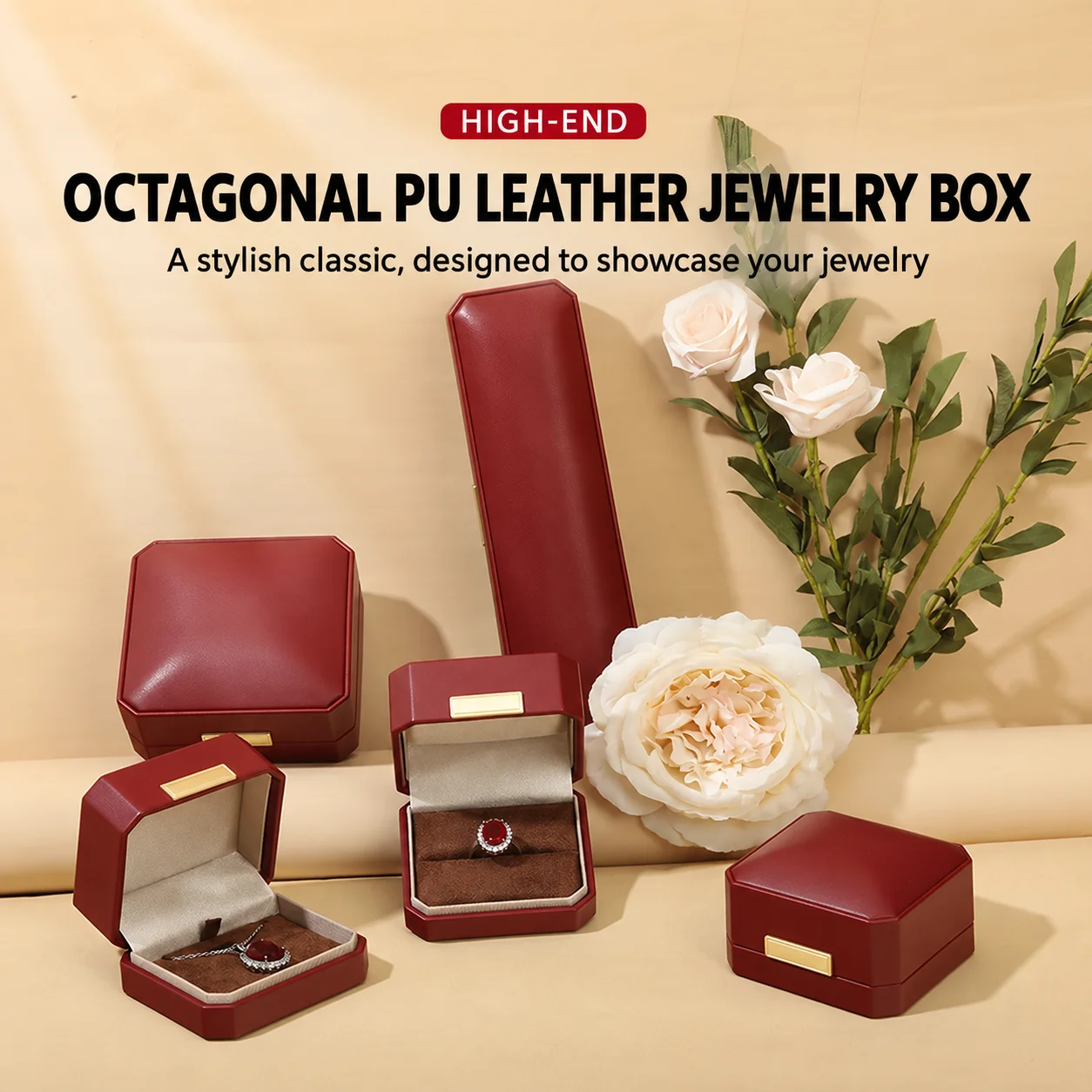 Pu Leather Jewelry Box Octagonal Bracelet Box Octagonal Jewelry Box Light Luxury Jewelry Storage Case For Proposal Earrings