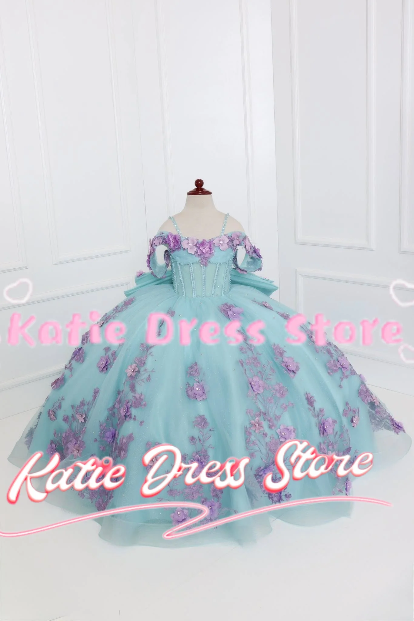 Elegant Flower Girl Dress For Wedding Tulle Puffy Applique With Bow Kids Birthday Party First Communion Ball Gowns Customized