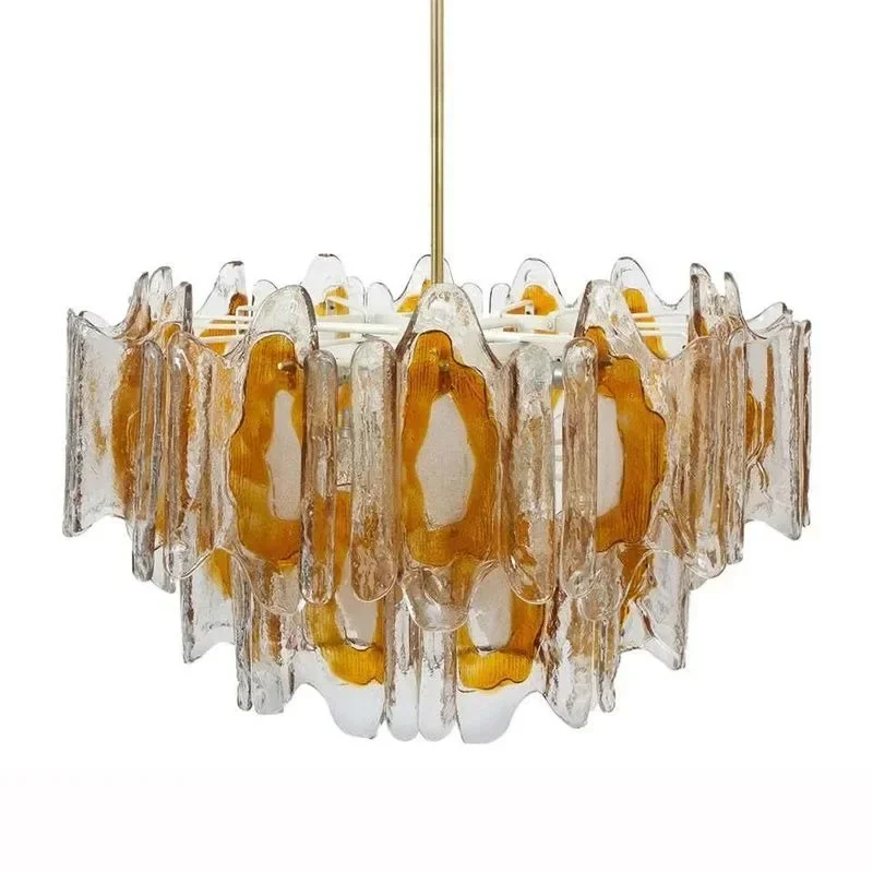 American Retro Transparent Amber Glass Chandelier Middle New Bedroom Dining Room Living Room Designer Lights