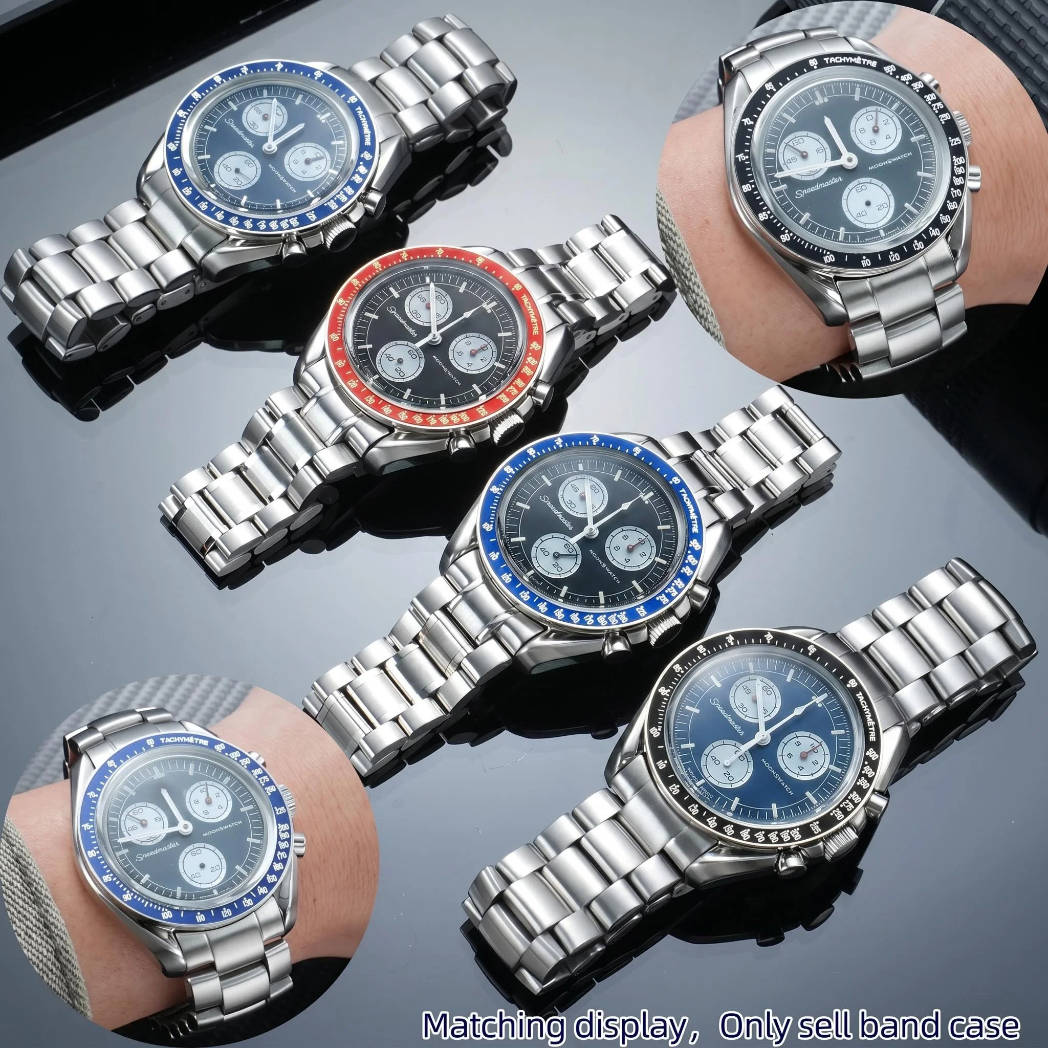 New Solid Metal case shell 42mm men Watch Accessories For Omega X Swatch Moonswatch Case Replace Bezel Stainless Steel watchband