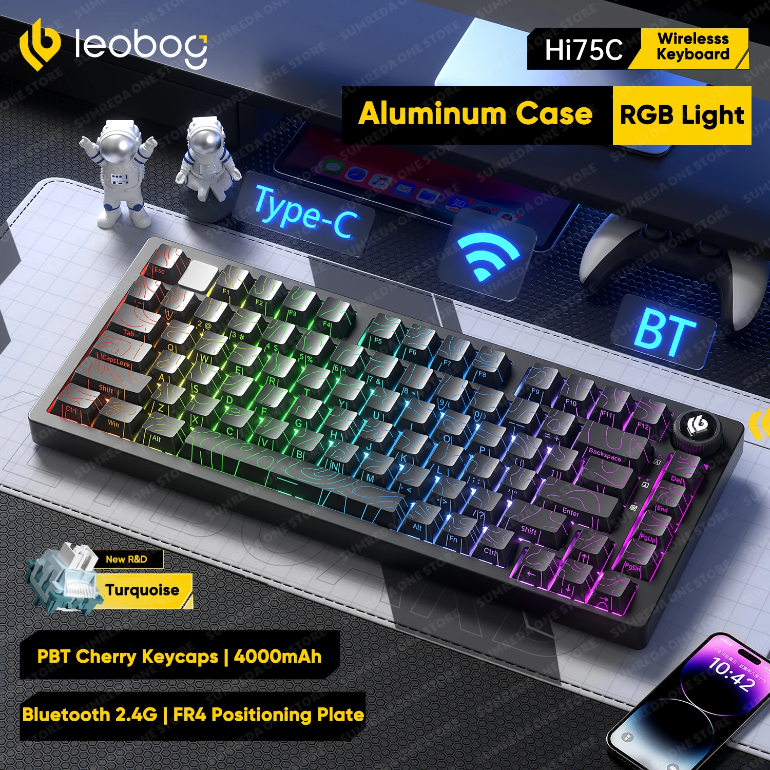 NEW Hi75C Pro Mechanical Keyboard Kit 75% layout Aluminum Keyboard Bluetooth 2.4G Wired Hot swap Wireless Gaming RGB Keyboard