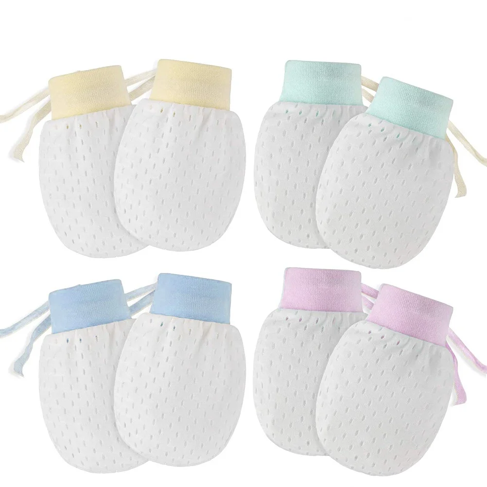4 Pair Baby Mesh Gloves Breathable Baby Anti Scratching Gloves Newborn Protection Face Scratch Mittens