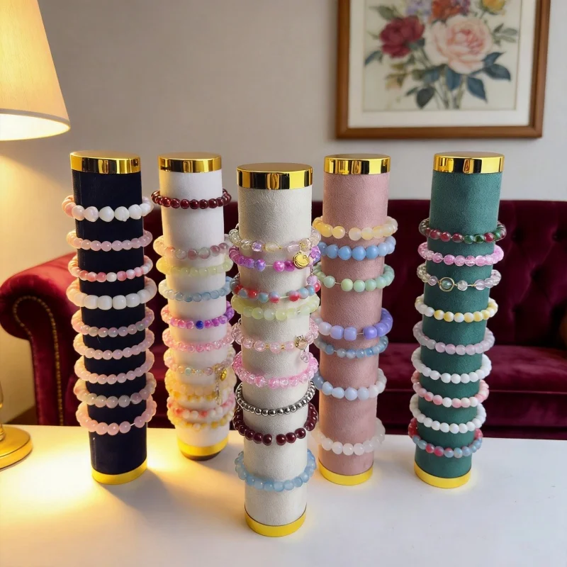 Velvet Jewelry Chain Hairband Chain Watch Necklace Bracelet Bead String Scrunchie Display Stand Rack Fashion Woman Gold Style