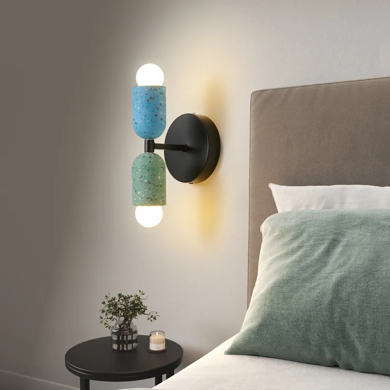 Memphis Cement Wall Lamp Japanese Wabi Sabi Living Room Corridor Background Home Decoration Lighting Retro Bedroom Bedside Light