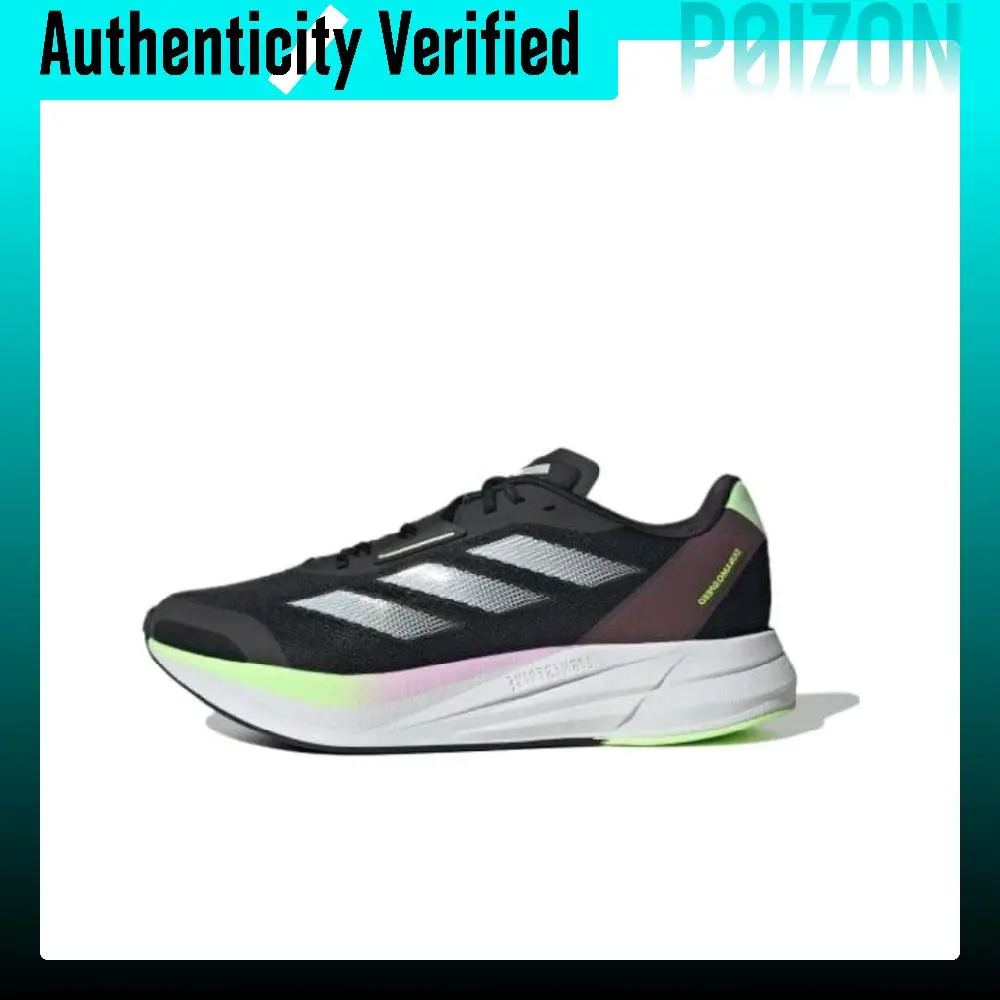 Adidas Duramo Speed Running Shoes Men's Low Top Black White Green IE5475