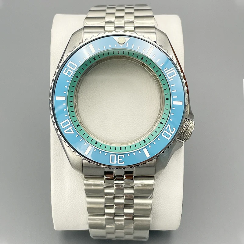 42mm NH35 Case SKX007 Watch Case Curved Ceramic Bezel Insert Ring Flat Double Sapphire Glass For NH35 NH36 Movement 28.5mm Dial