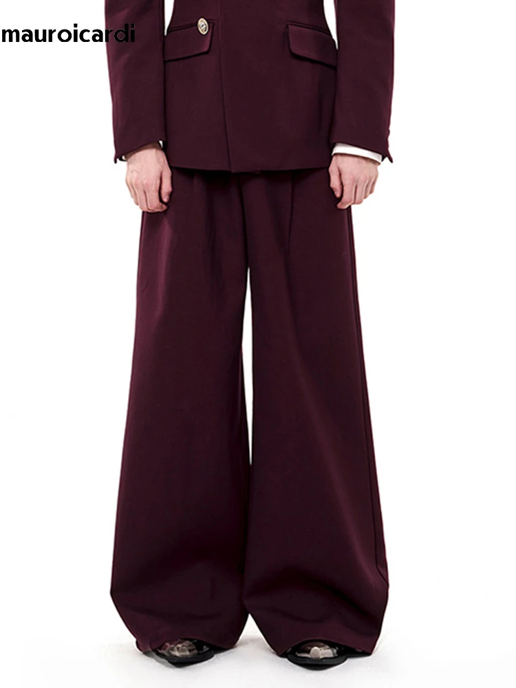 Mauroicardi Spring Autumn Oversized Long Black Flowy Baggy Wide Leg Pants for Mens  Loose Luxury Designer Clothes Trousers 2026