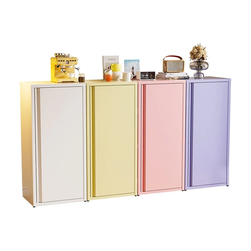 Wrought iron dopamine storage cabinet Multi-layer storage side Snack cabinet Color water bar  Single door iron