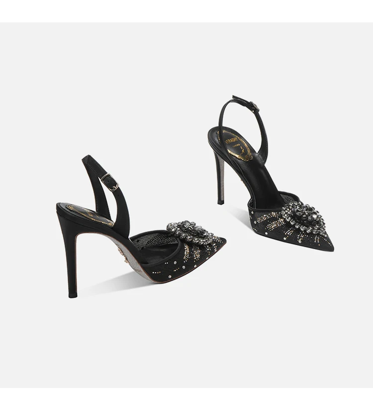 Baotou sandals women's new style water diamond buckle with pointed high-heeled shoes sexy temperament socialite single shoes
