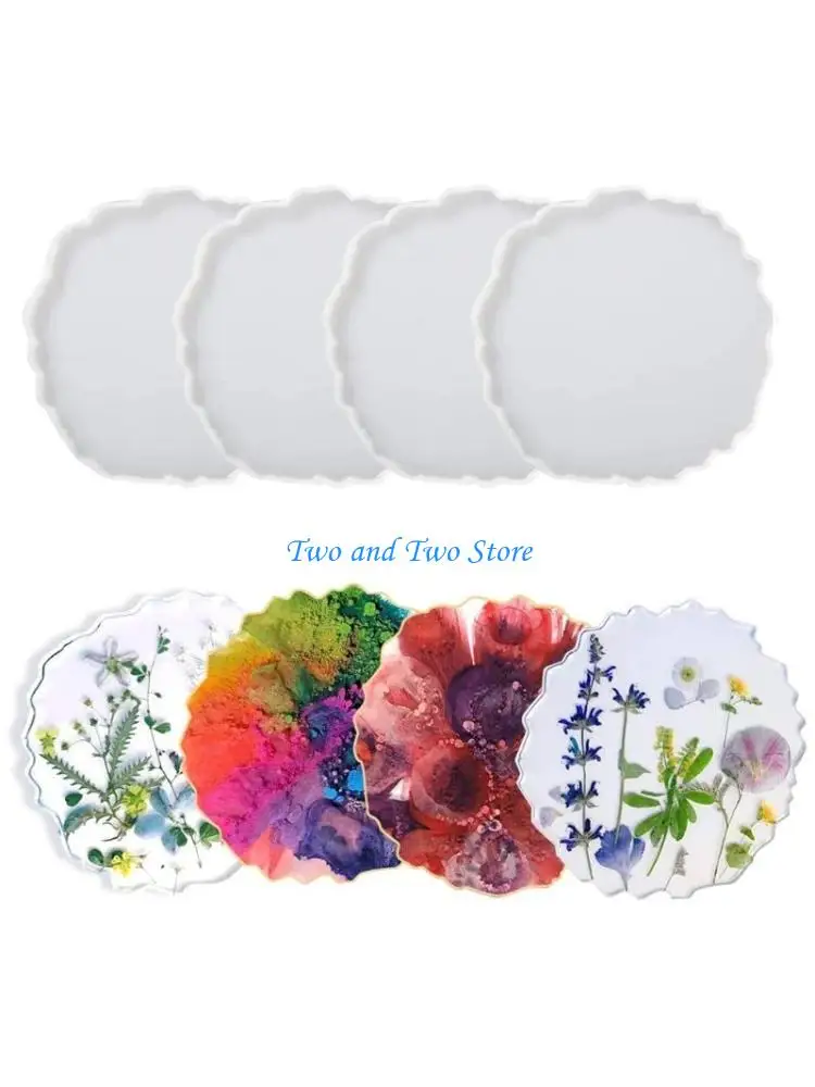 HX6F Crystal Agate Mold DIY Craft Cups Mats Mold Mug Pad Resin Casting Mold
