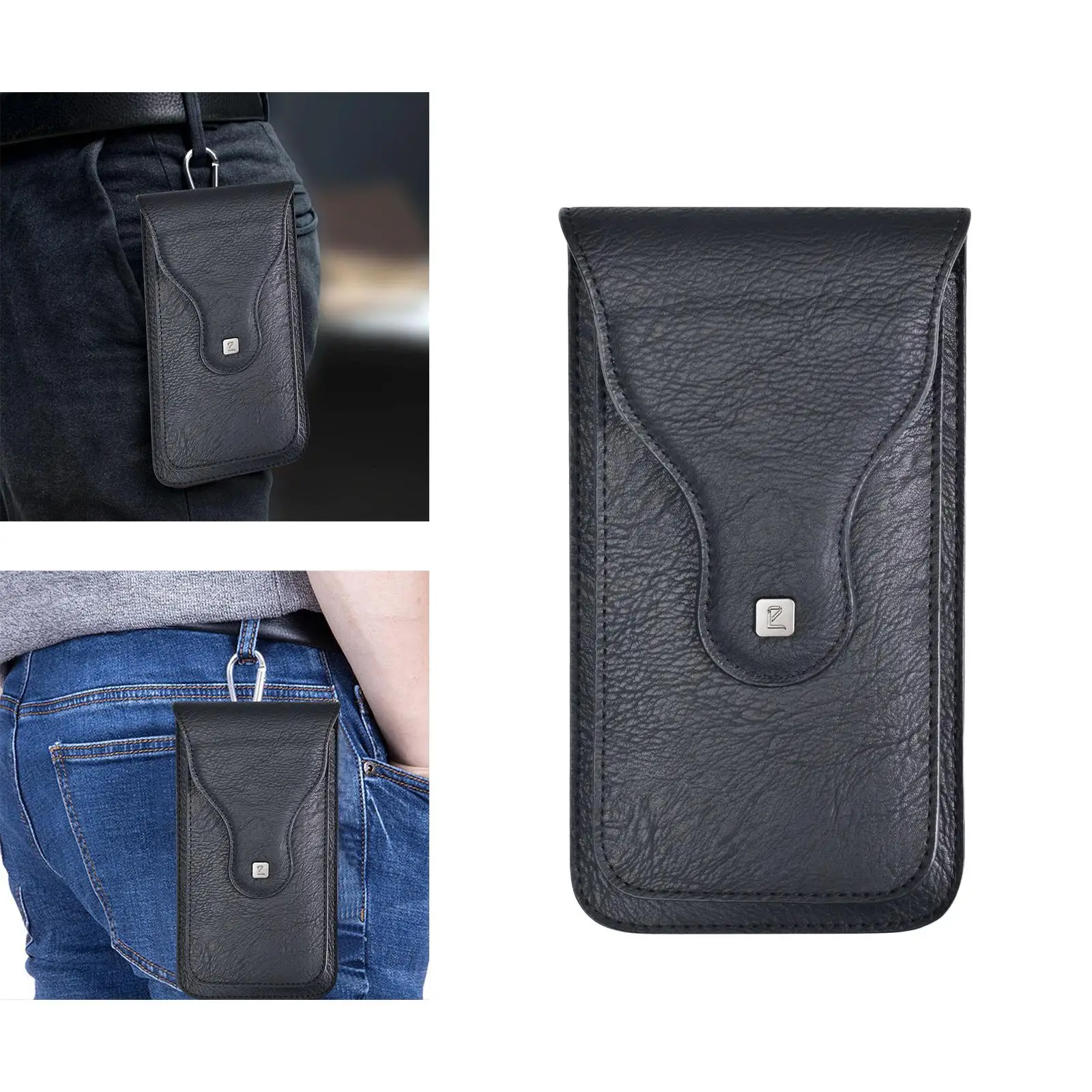 Multipurpose Leather Phone Holster Carrying Case Waist Pack Pouch for Cellphone Travel and Sports