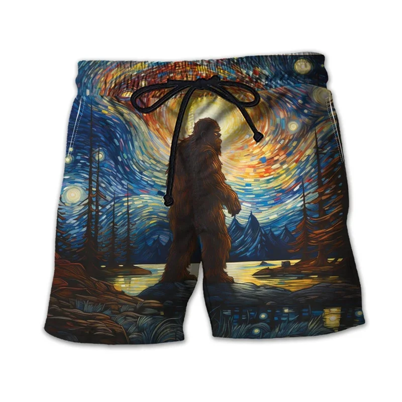 Orangutan 3D Printed Boardshorts Casual Hawaii Short Pants For Men Clothes Funny Boy Vacation Beach Shorts Big Foot Trunks