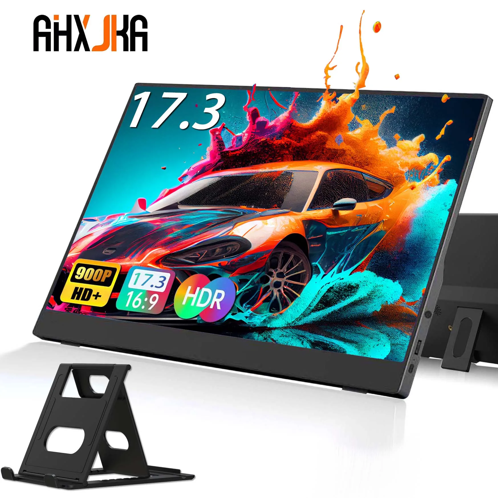 AHXJKA 17.3 Portable Screen Monitor Display 1600*900P 16:10 250cd/ IPS Panel  Extend For Mobile Phone Gaming TV Box PS4 PS5