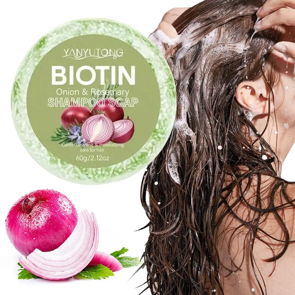 Moisturizing Shampoo Soap Natural Onion And Biotin Shampoo Soap Refreshing Fluffy Smoothing Prevent drying Hair Care