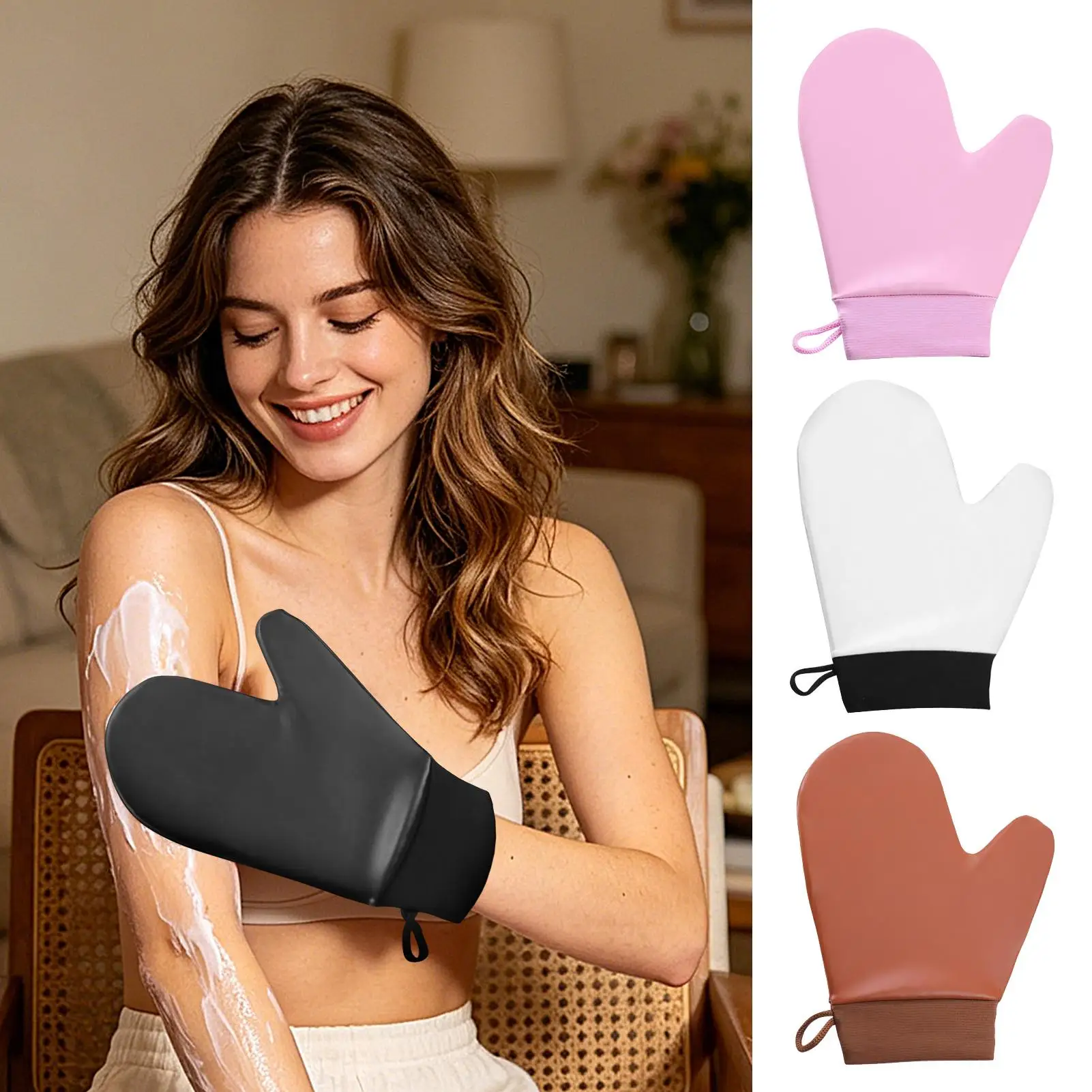Tan Mitt Applicator Artificial Leather Sunscreen Applicator Tanning Application Mitt for Women Men Dad Back Face Body Skin