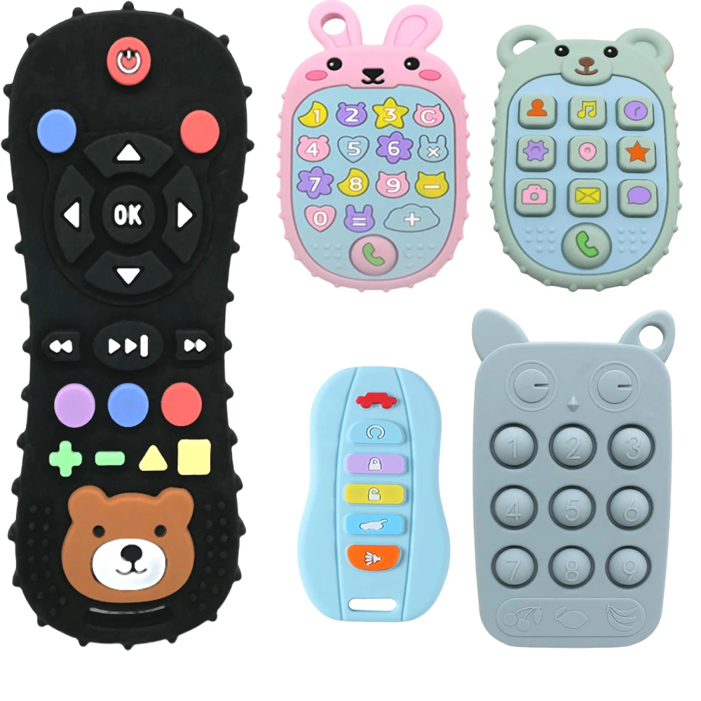 Children's Silicone Remote Control Handle Teething Baby Oral Sex Period Soothing Remote Control Teething Biting Anti-Feeding Toy