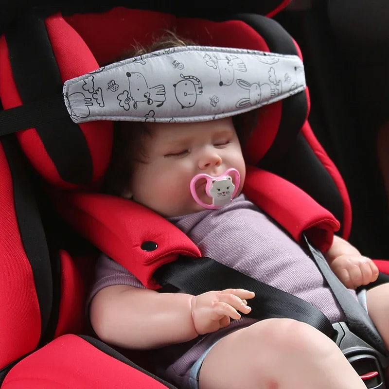 Baby Car Seat Head Support Pillow, Adjustable Kids Nap Aid Strap for Stroller, Travel Seat Sleep Holder Belt, Soft Headrest Pad