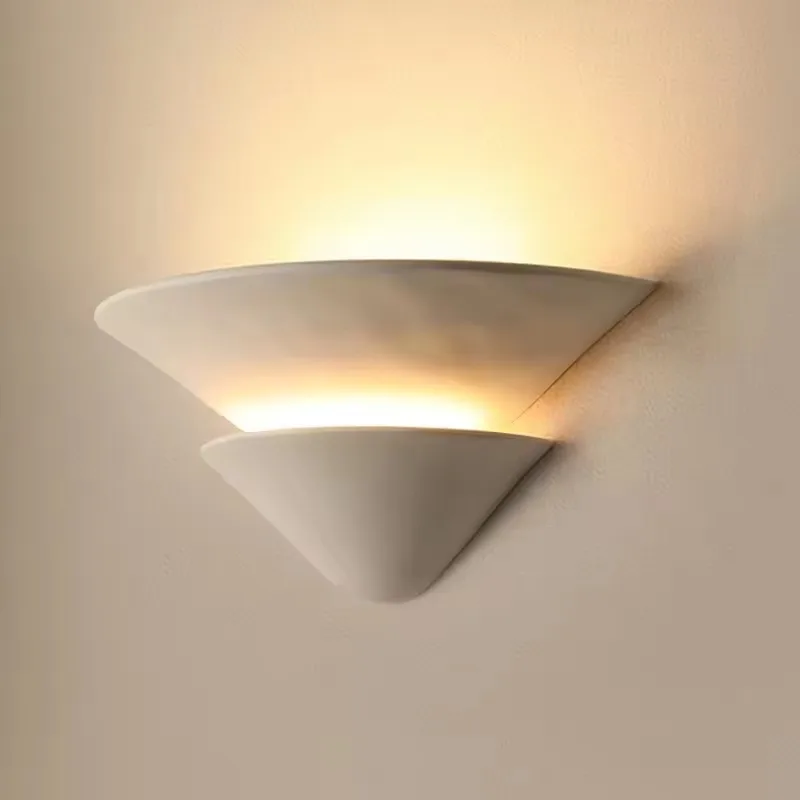 French Wabi Sabi Double Layer White Gypsum Wall Lamp Living Room Restaurant Corridor Vintage Design LED Wall Light Home Decor