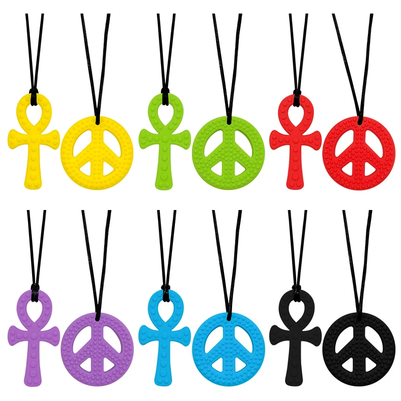 1pcs New Silicone Teether Kids Chew Necklace Sensory Chewy Pendant Oral Motor Toys Therapy Tools for Autism Goods