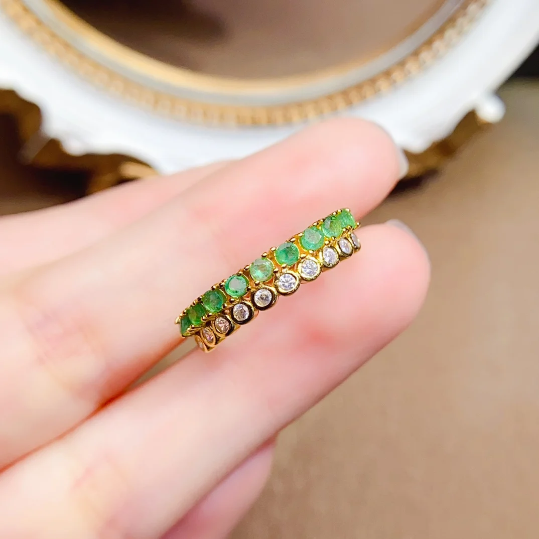2.5mm Natural Emerald Ring S925 Sterling Silver Certificate Fashion Design Fine Fashion Charm Weddings Jewelry for Women FS