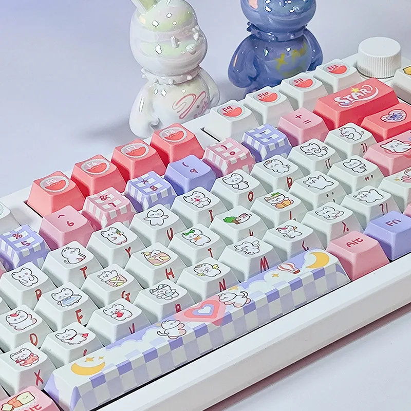 Original factory height powder Tutu party five-sided sublimation process mechanical keyboard keycaps