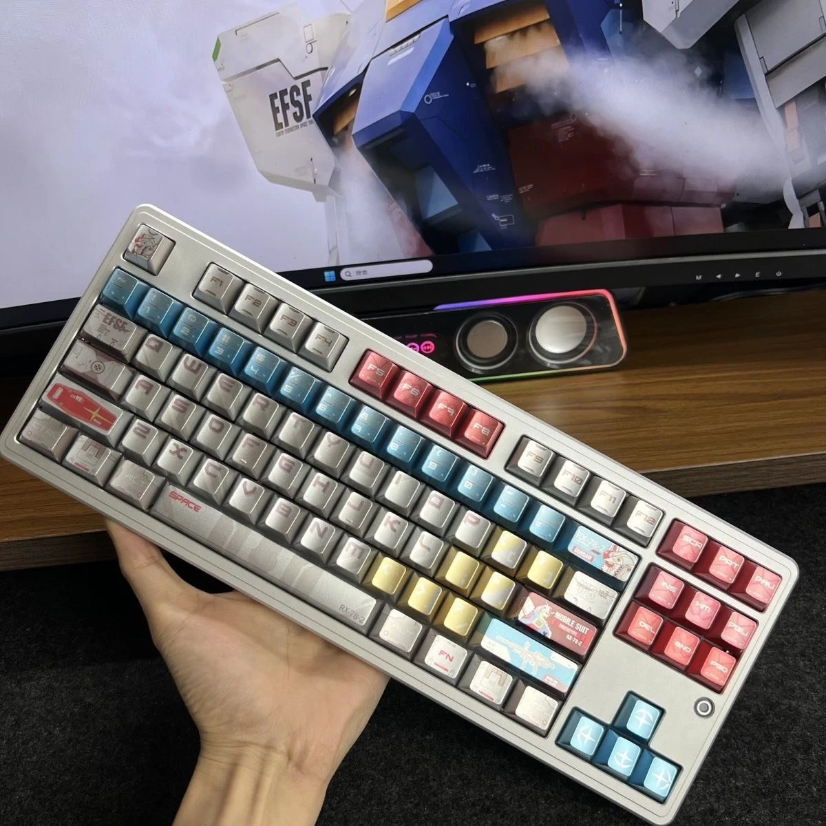 Custom Classic Mecha Prototype Metallic Paint Keycaps, Original Factory PBT Custom Set, High-End Aesthetic for Gaming Gift